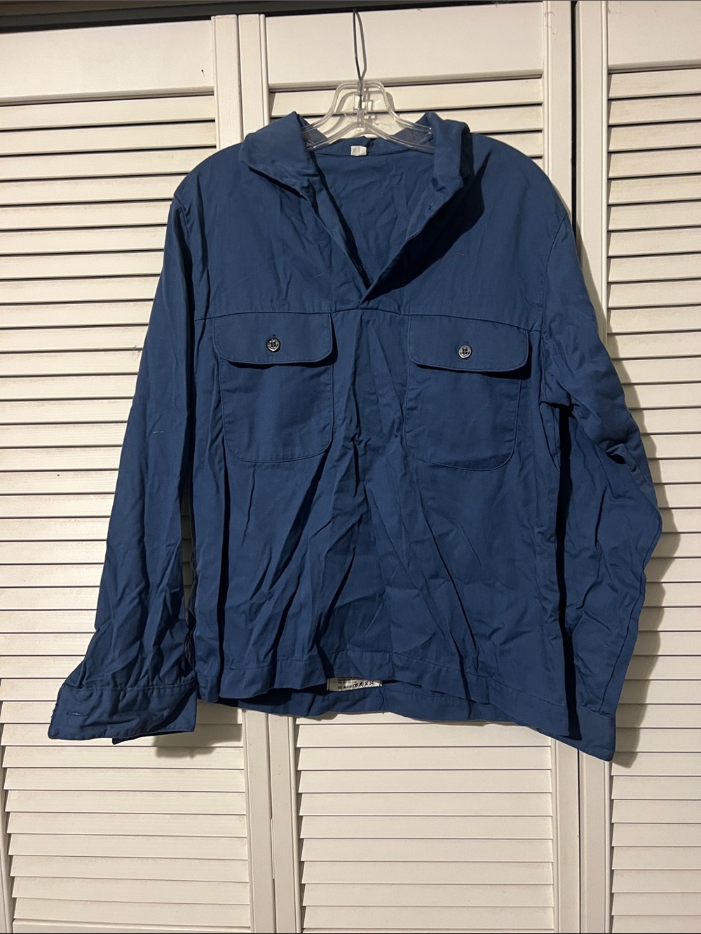 Vintage 1970s US Navy Utility Jumper Shirt Light Blue Richard Wynn Ent. Medium